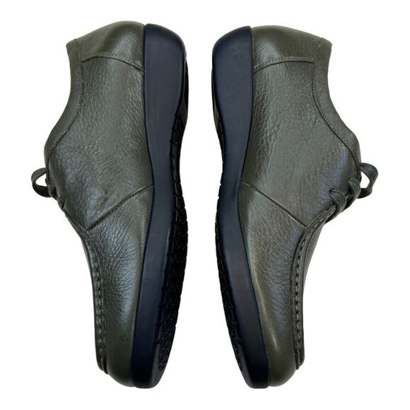 Mileno Womens Leather Lace Up Round Toe Loafer Comfort Shoes Olive Green Size 38 - Picture 4 of 9